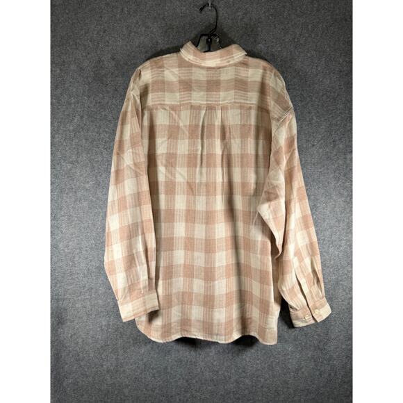 maurio designed in australia Shirt Women Large Pink Plaid flannel Relax Oversize - Picture 7 of 8